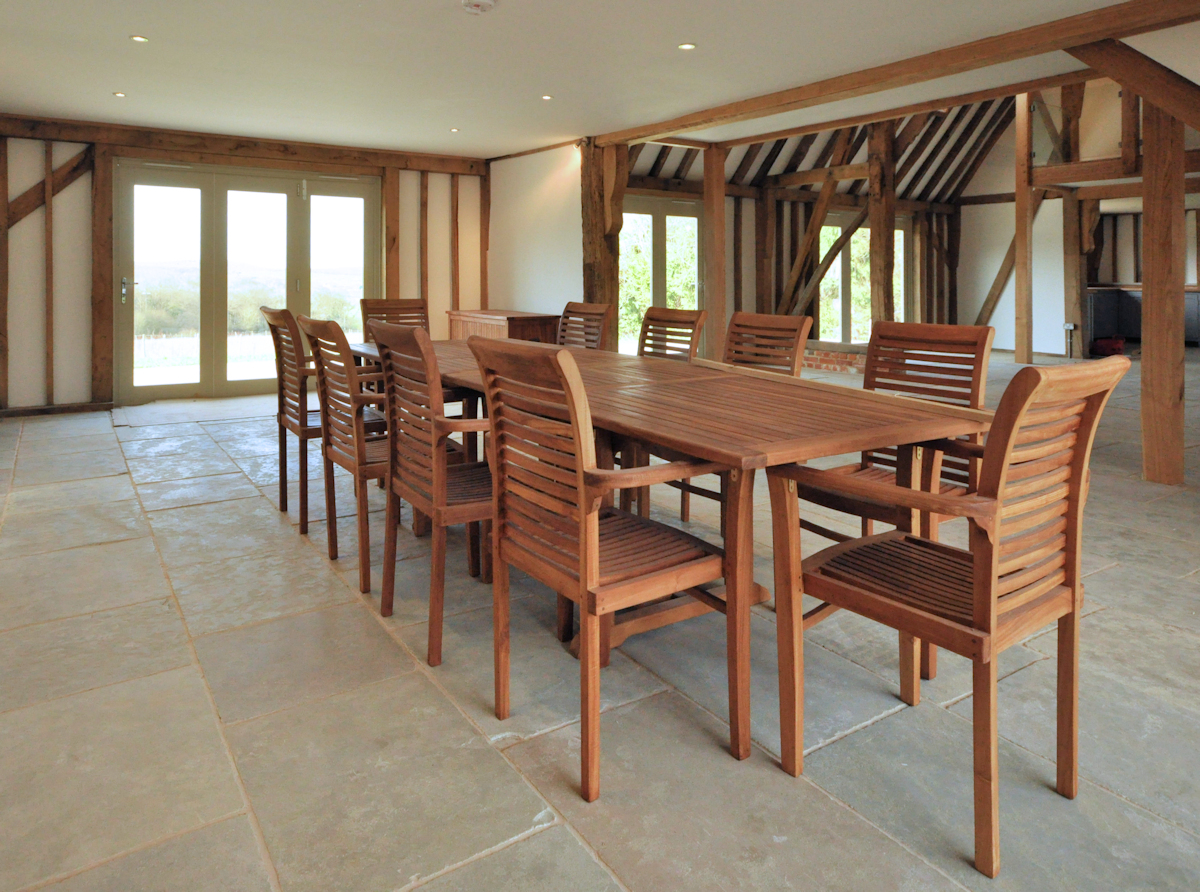 Dining area within a barn conversion.  Design:  Nick Baldry