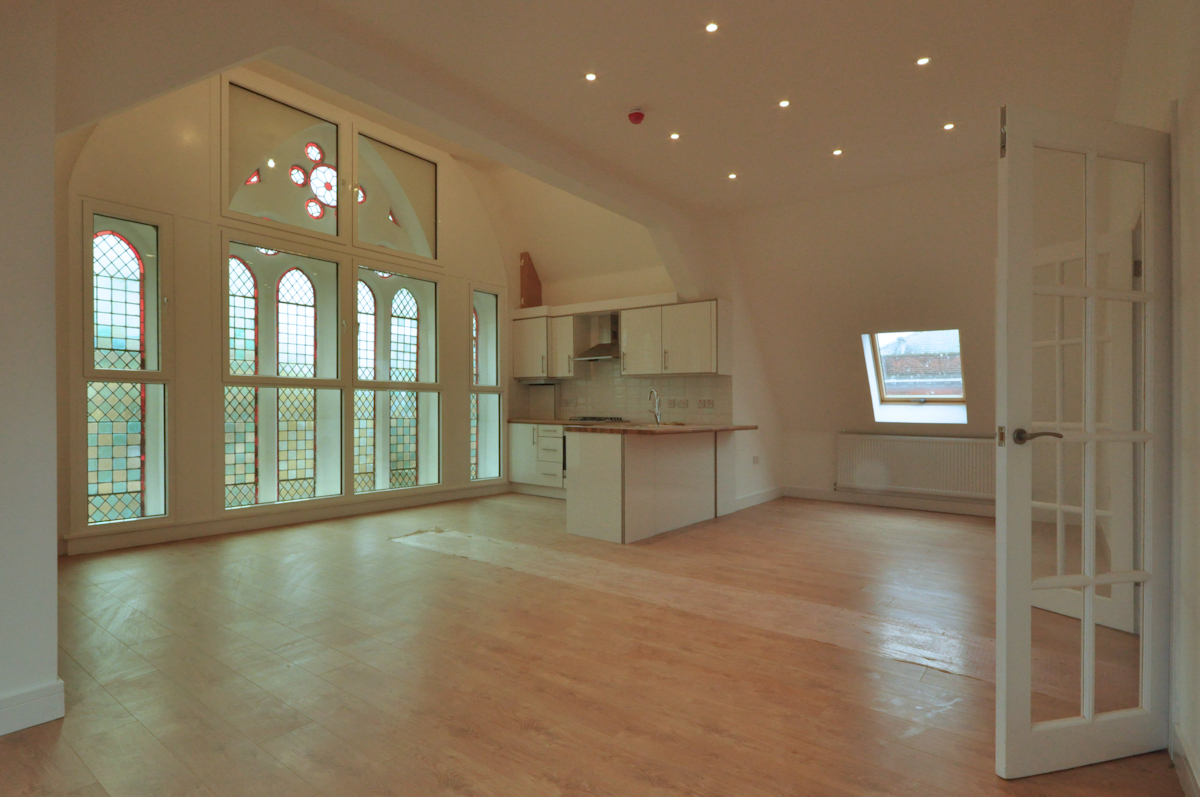 Redundant Church Conversion, top floor flat.   Design:  Nick Baldry